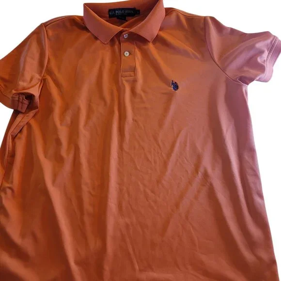 Men's Us Polo Assn Orange Polo Shirt Large - Picture 6 of 11